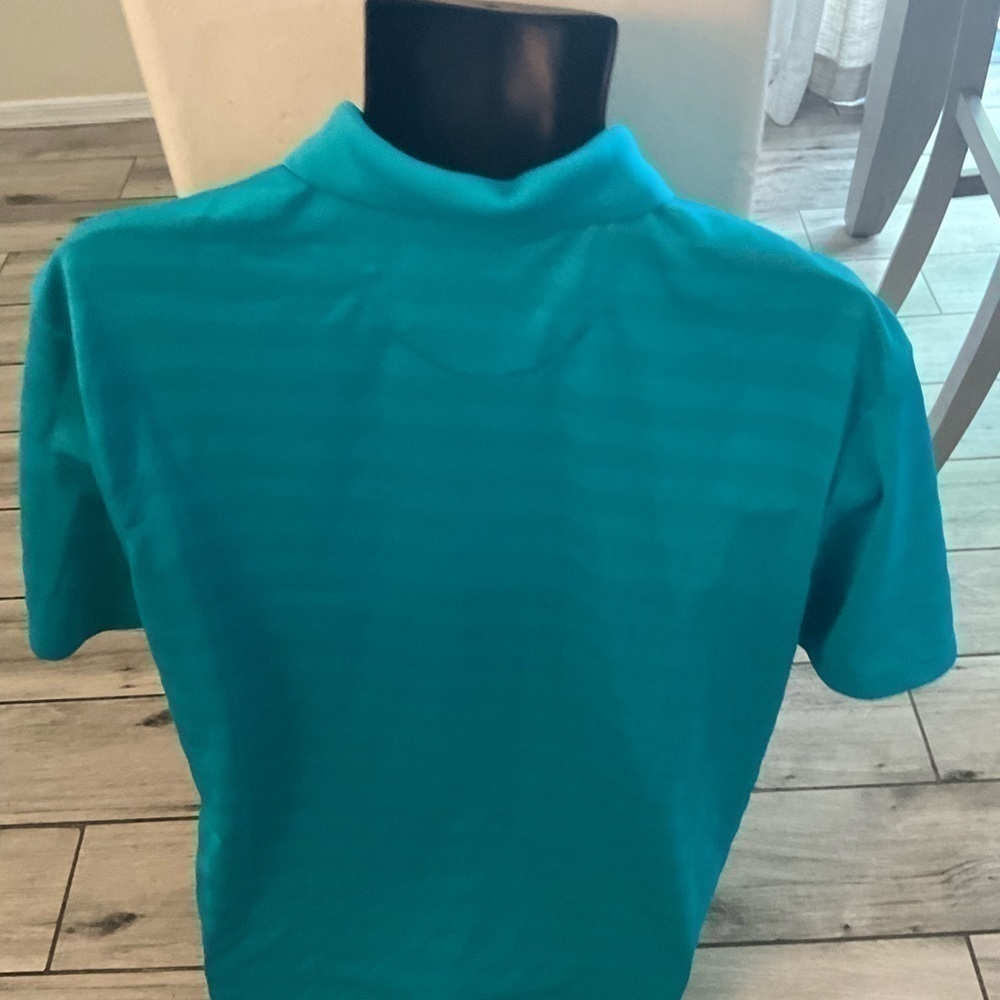 Men’s used Chaps 78 size M medium blue striped polo golf shirt stay dry - Picture 3 of 4